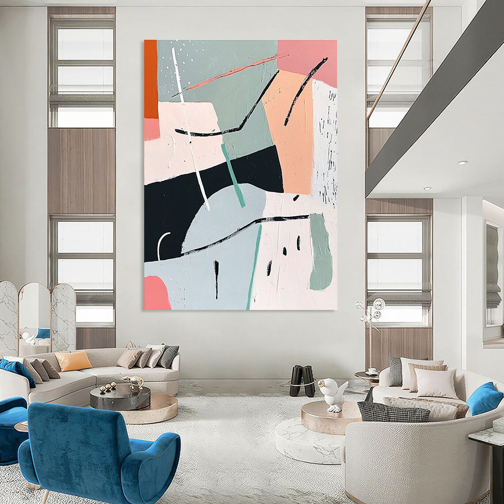 Pastel Geometric Abstract Painting for Scandinavian - Inspired Nurseries GAB1156