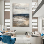 Monochromatic Seaside Abstract Painting for Coastal Home Bedrooms GAB1251