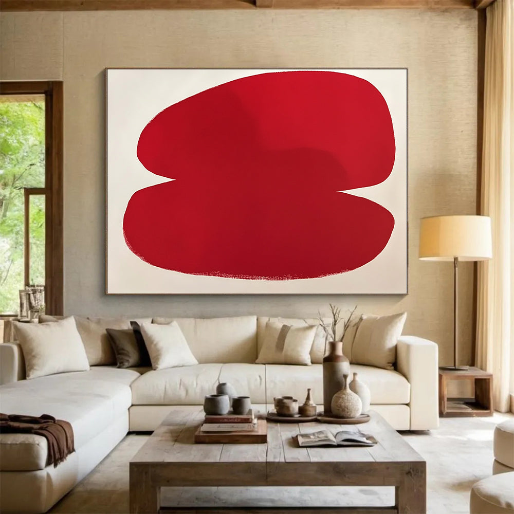 Bold Red Organic Shape Abstract Painting with Striking Simplicity WINK262