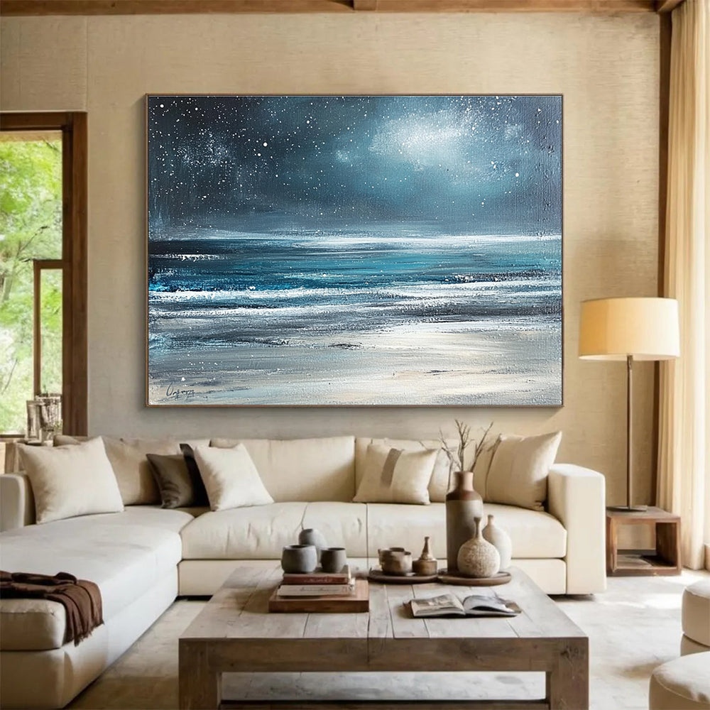 Starry Night Over the Sea Painting with Mysterious Celestial Charm ABS570