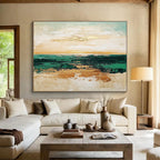 Sea and Sky Abstract Painting with Subtle Gold Accents ABS265