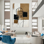 Brown and Black Abstract Marks Abstract Painting for Industrial - Chic Lofts GAB1375