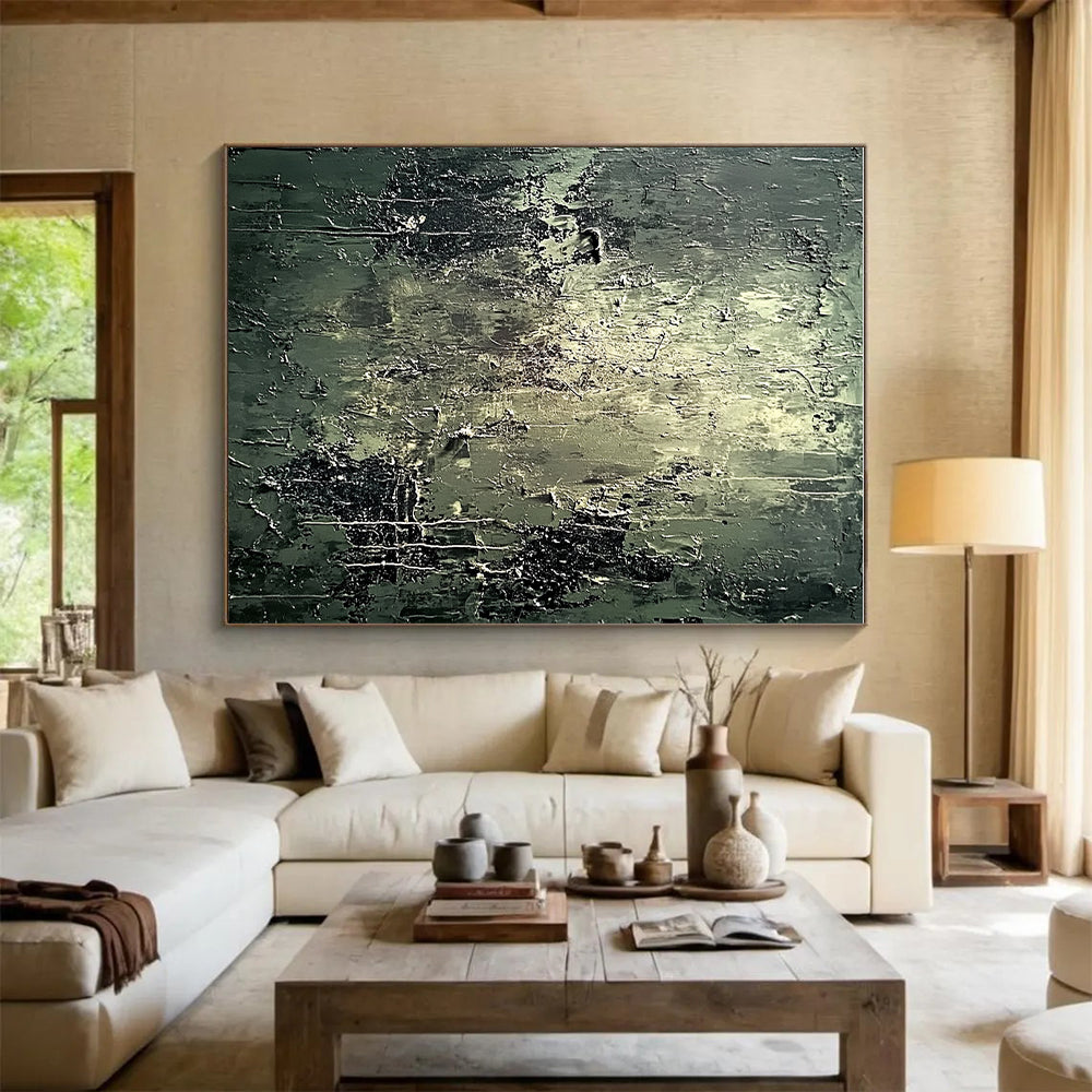 Dark Textured Abstract Painting with Mysterious Depth WINK585