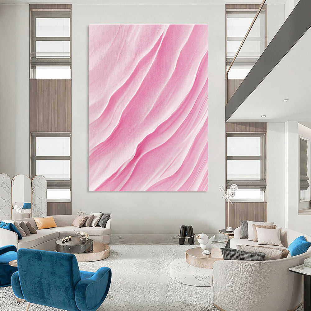 Pink Wavy Texture Abstract Painting for Feminine Spaces GAB1456