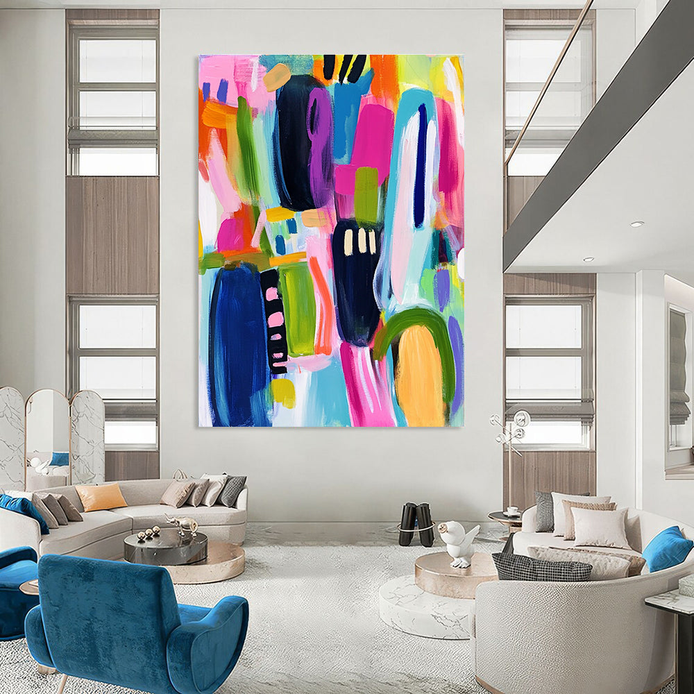 Vibrant Color Blocks Abstract Painting for Lively Interiors GAB0725