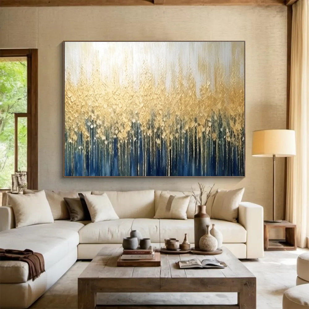 Golden Forest Silhouette Abstract Painting for Luxe Interiors YHT051