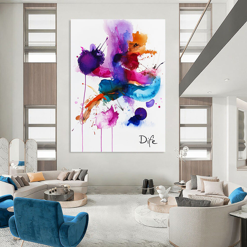 Vivid Watercolor Splatter Abstract Painting of Playful Chaos GAB0185