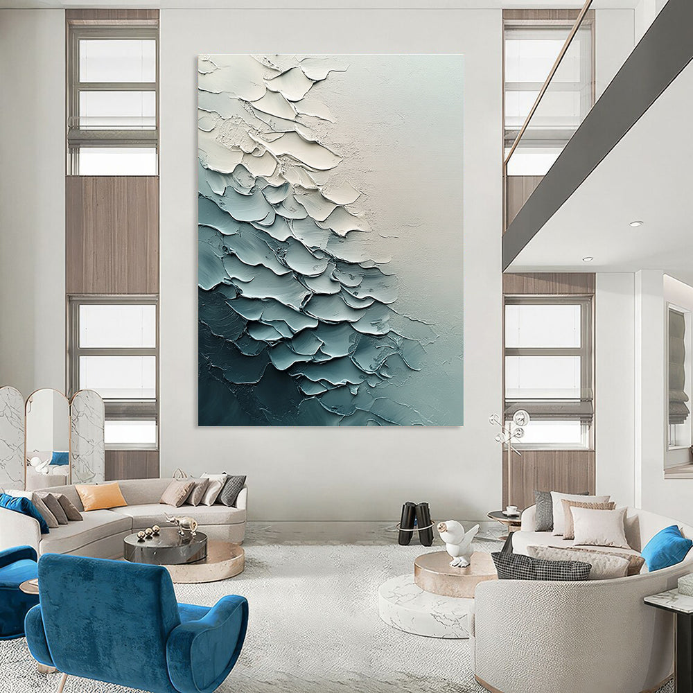 Blue Textured Waves - Minimalist Abstract Painting GAB0636