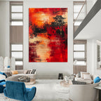 Cultural Red - Black Pagoda Abstract Painting: Heritage Meets Modern Art GAB0956