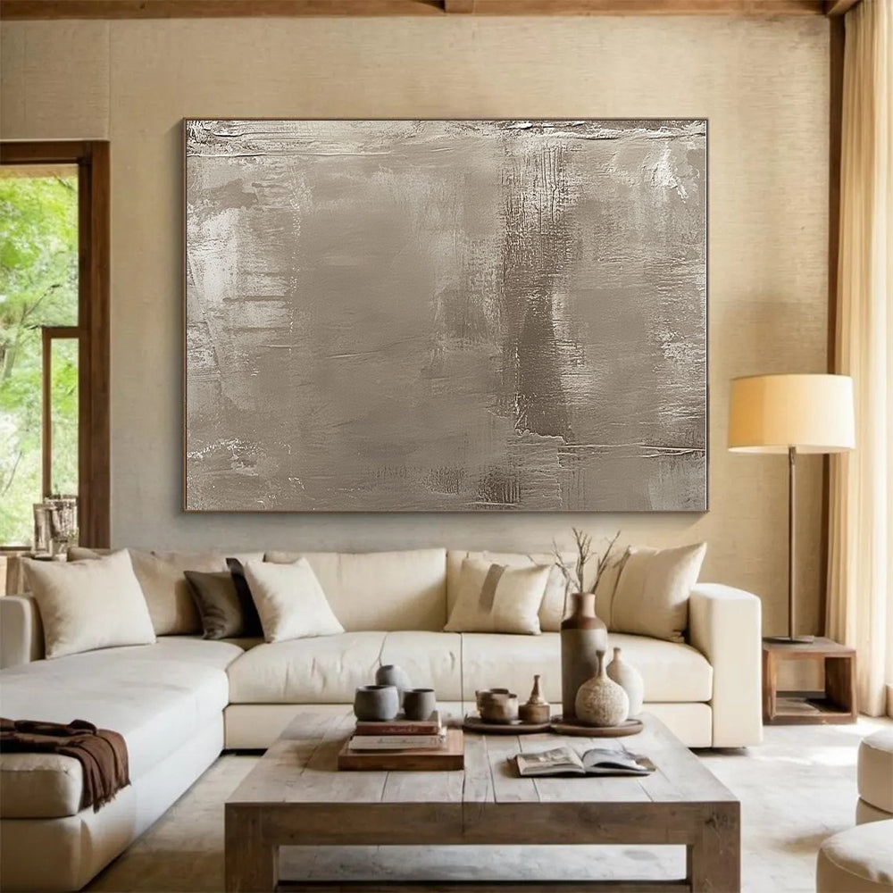 Beige Textured Layers Abstract Painting with Understated Sophistication WINK103