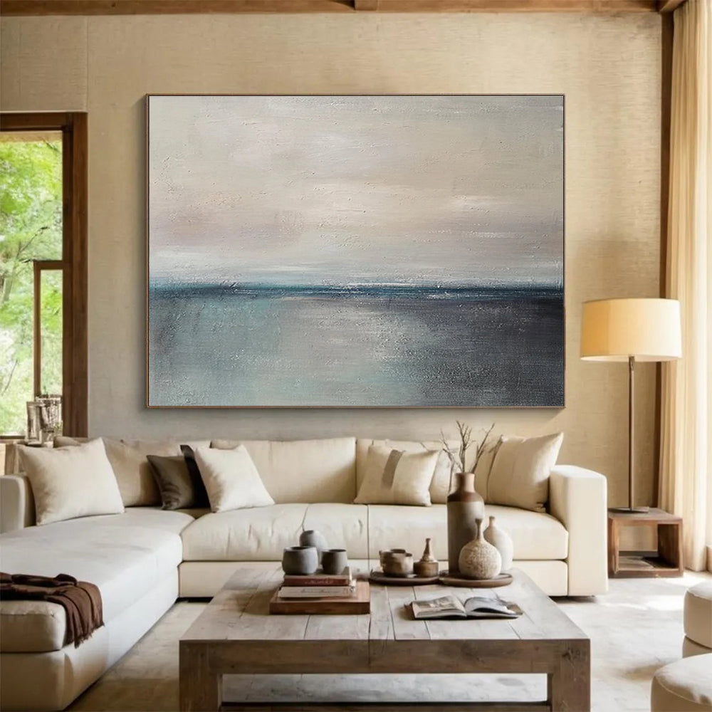 Minimalist Sea Horizon Serene Abstract Painting for Minimalist Homes YHT027