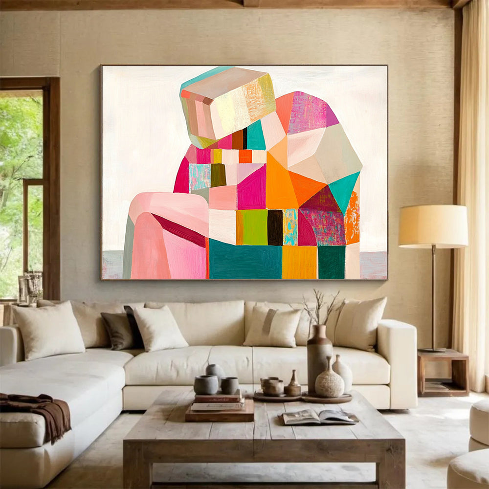 Colorful Geometric Figure Abstract Painting with Vibrant, Modern Shapes ABS512