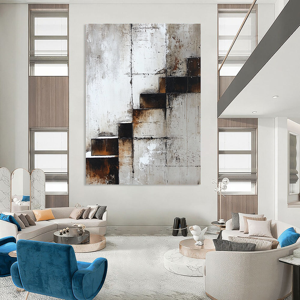 Rustic Staircase - Industrial Abstract Painting GAB0624