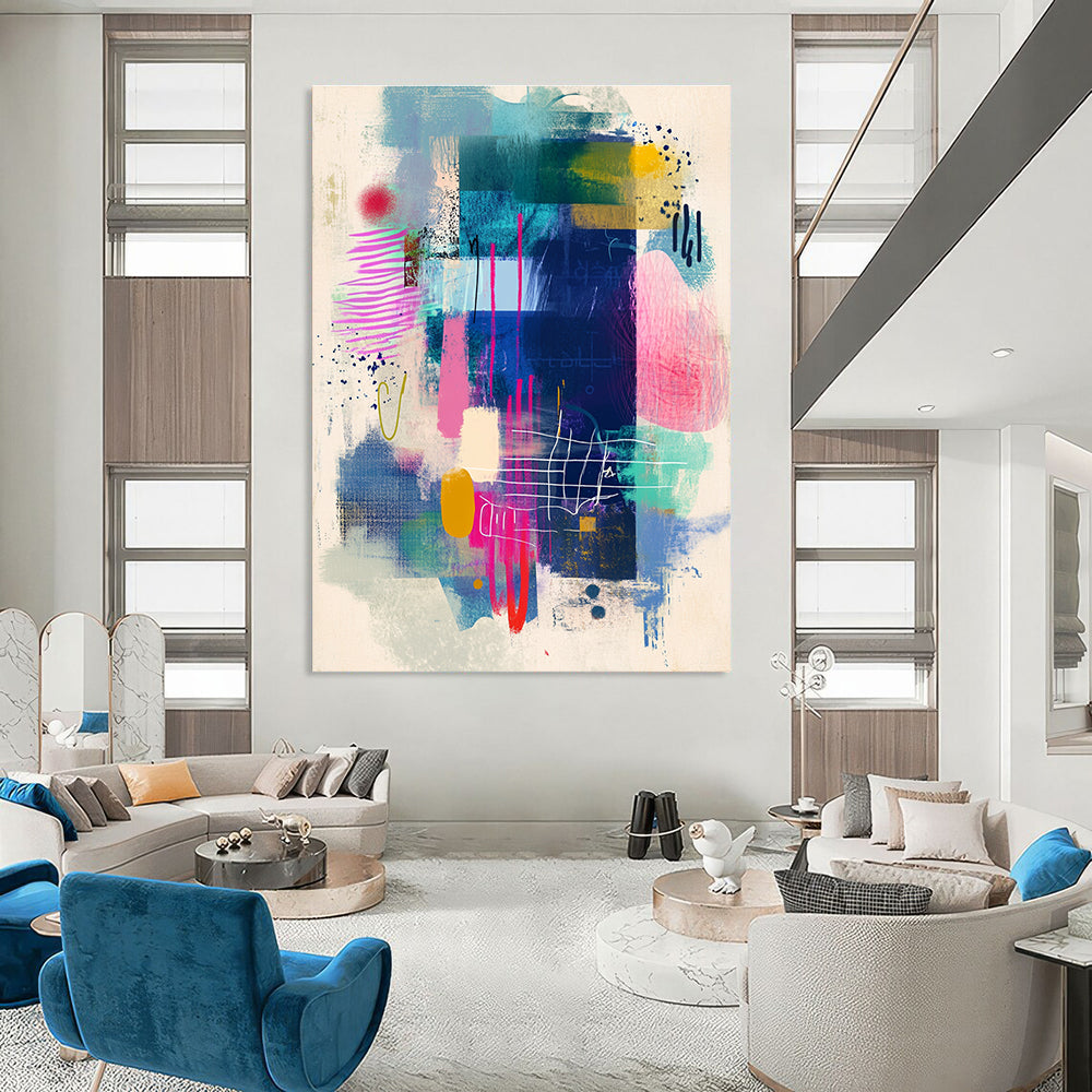 Colorful Mixed Abstract Forms Painting of Artistic Freedom GAB0099