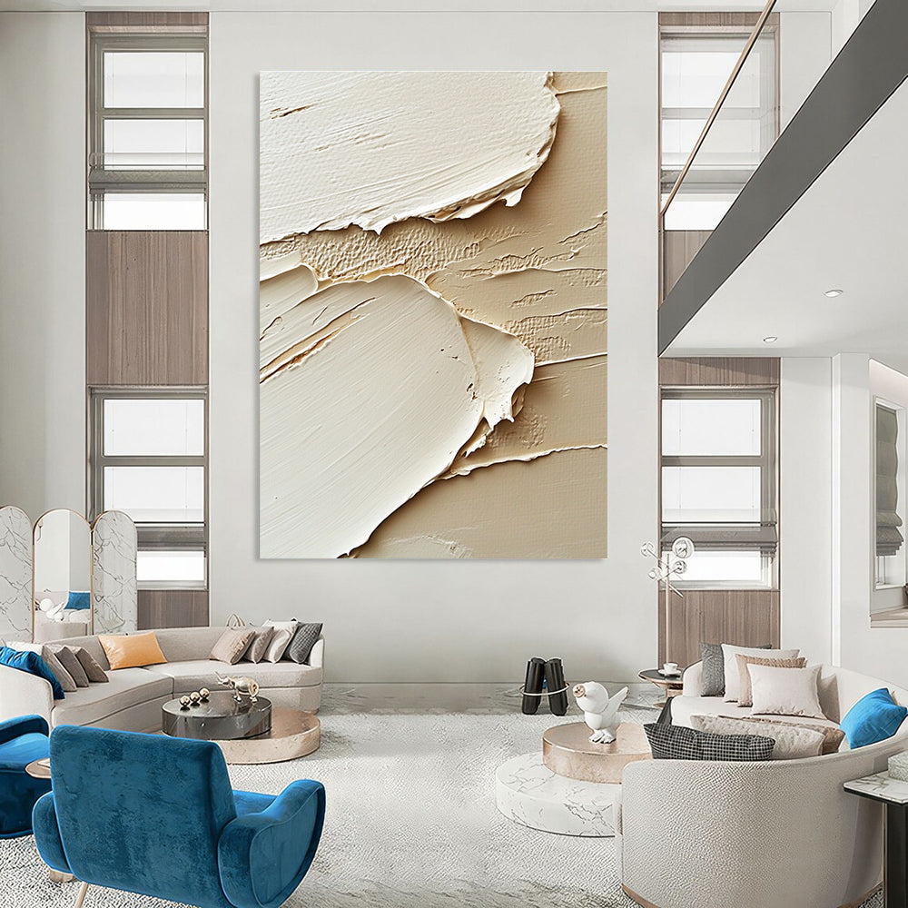 Textured Beige Layers Abstract Painting for Neutral - Themed Living Rooms GAB1322