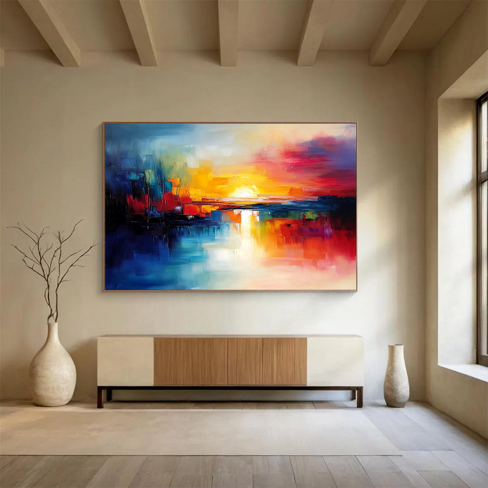 Colorful Abstract Sunset: Vibrant Emotions in Bold Hues Abstract Painting ABS152