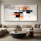 Gray - Orange Abstract Painting with Dynamic Composition WINK858