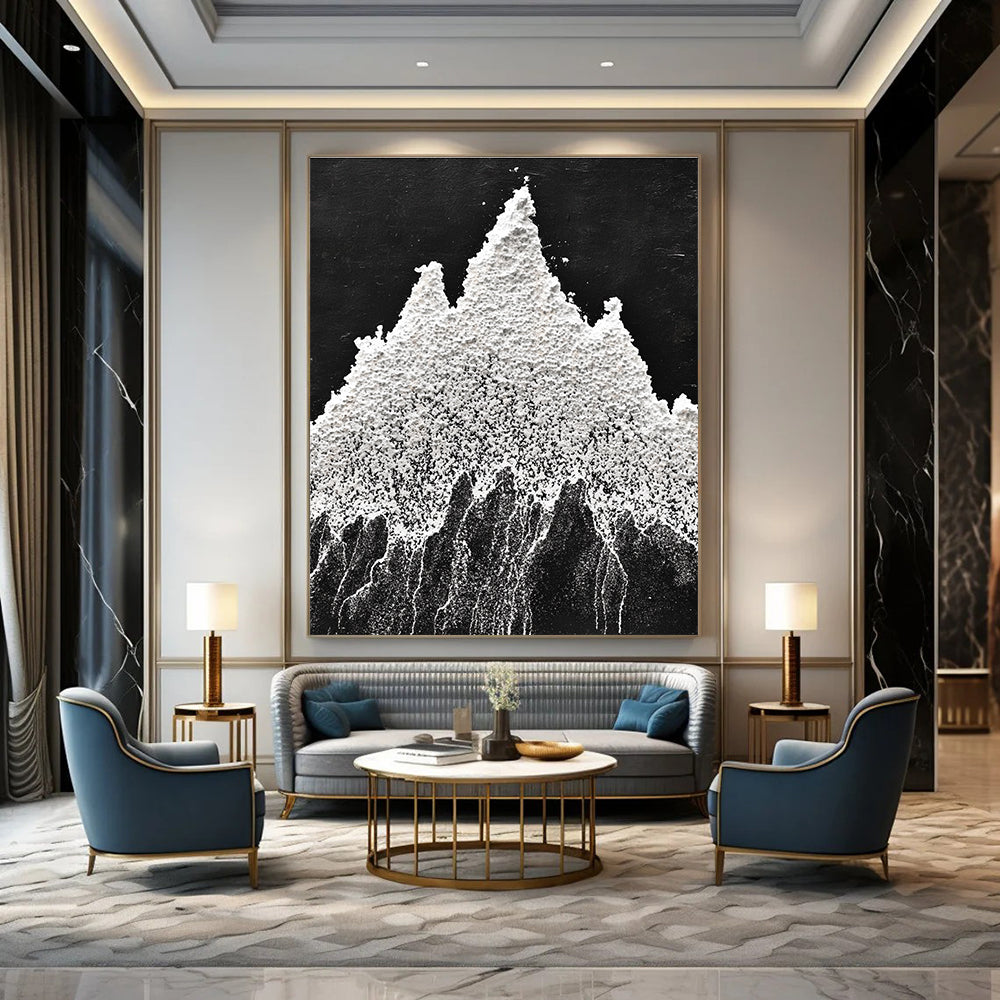 White Powder Mountain Textural Abstract Painting for Nature - Inspired Spaces GAB1535