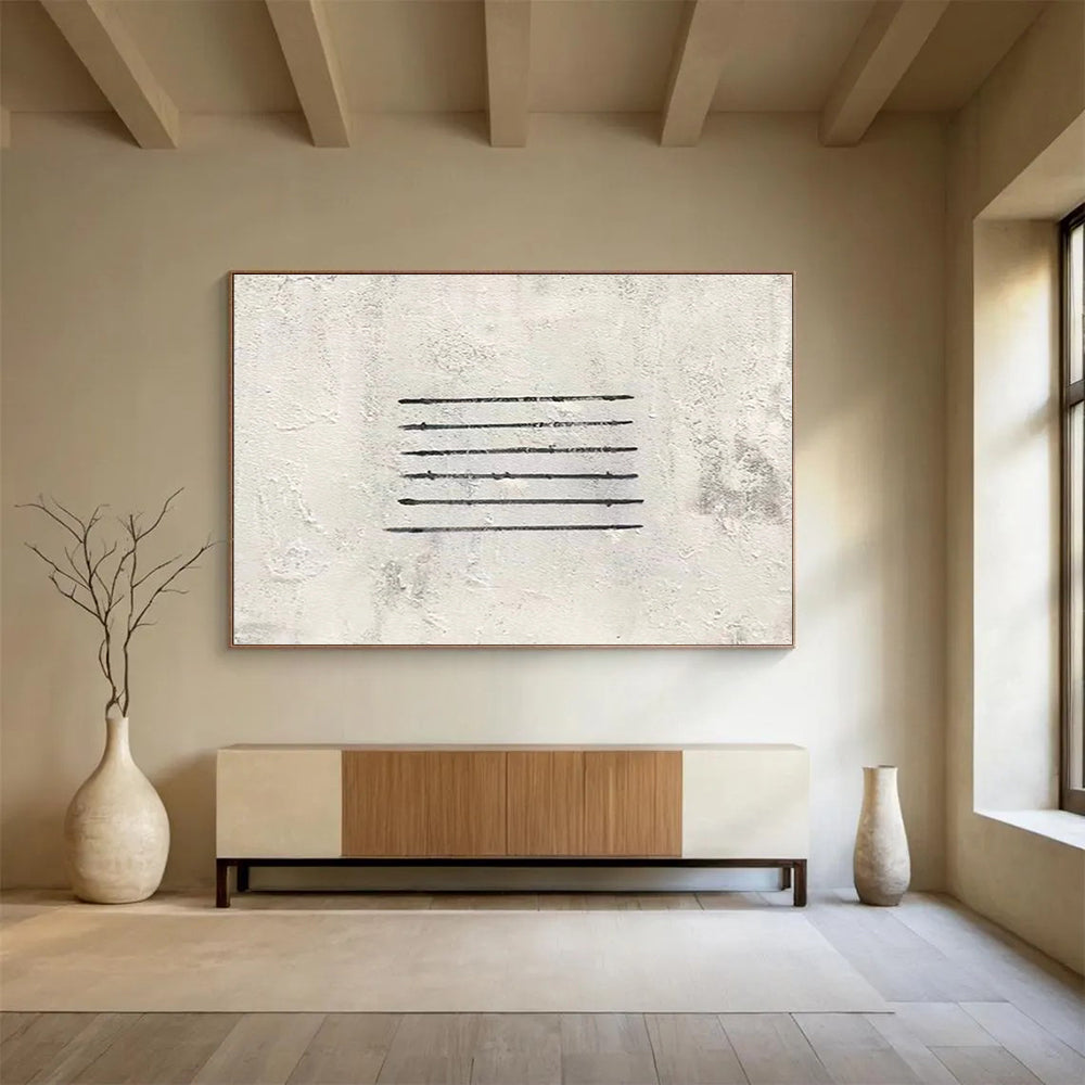 Simple Black Lines Abstract Painting for Modern Office Break Rooms YHT264