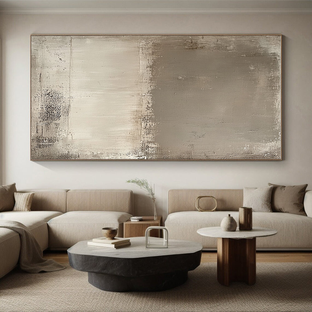 Taupe Textured Surface Abstract Painting with Calm Neutrality WINK119