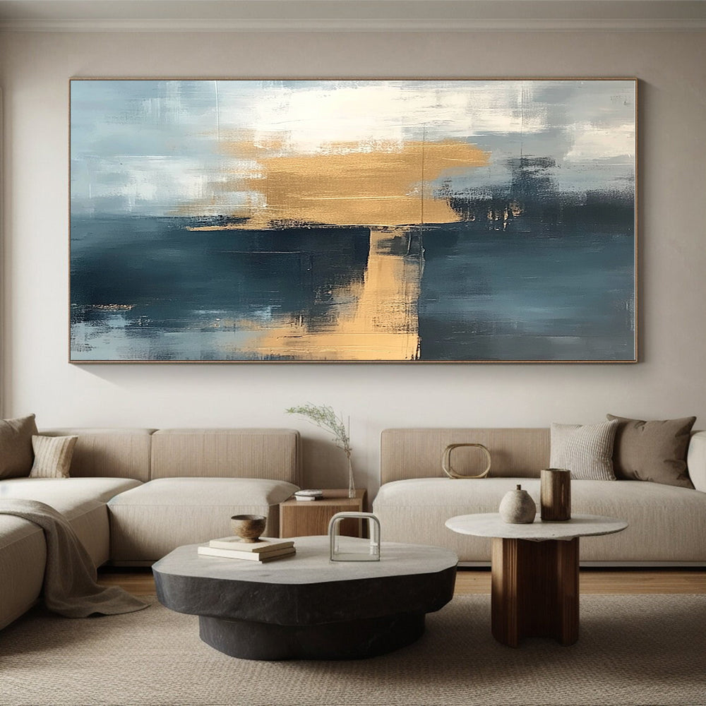 Gray - Gold Abstract Fusion Painting with Subtle Sophistication WINK380