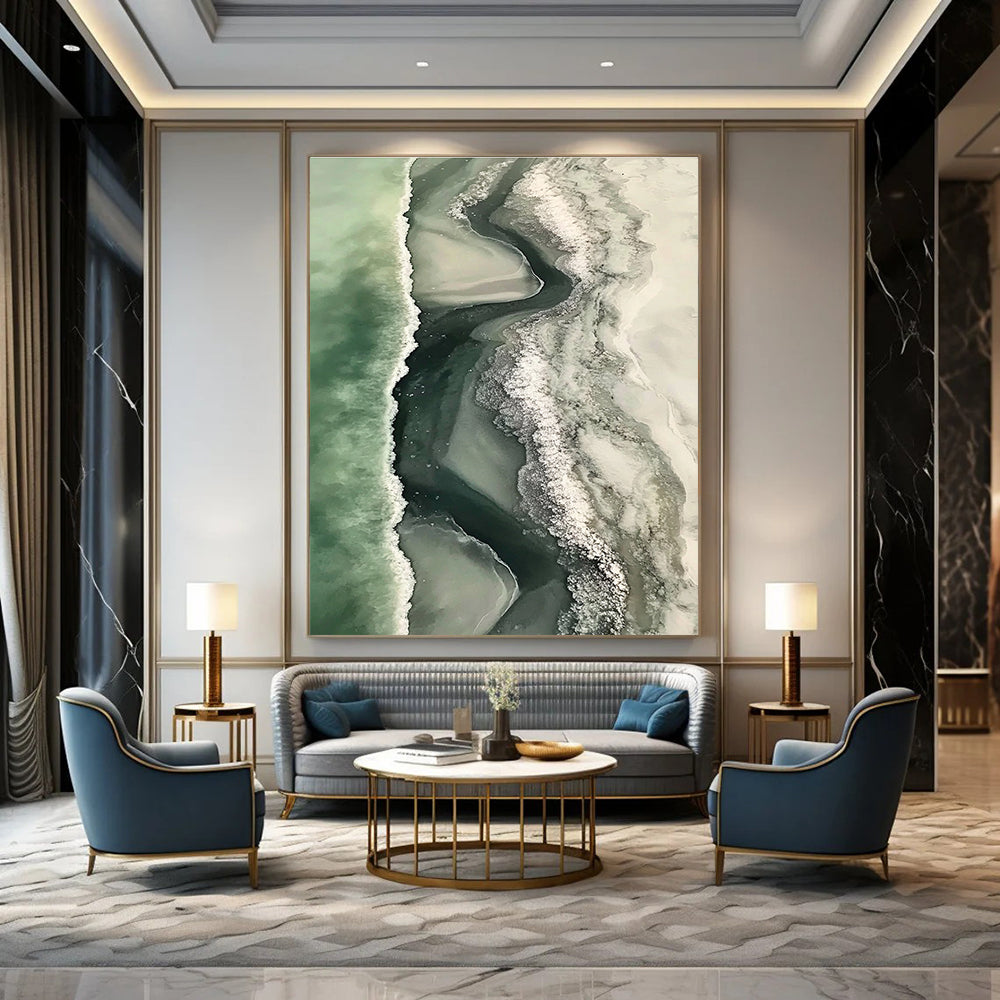 Aerial Beach Abstract Painting for Luxury - Styled Coastal Homes GAB1017
