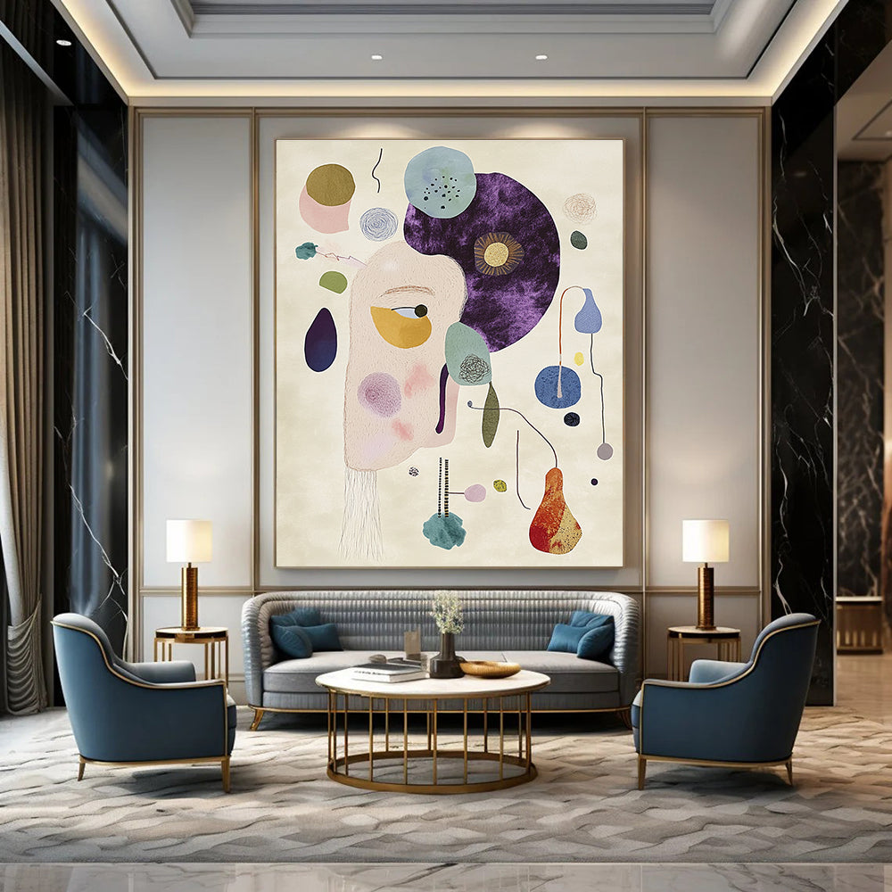 Whimsical Abstract Face Creative Abstract Painting for Eclectic Homes GAB1396