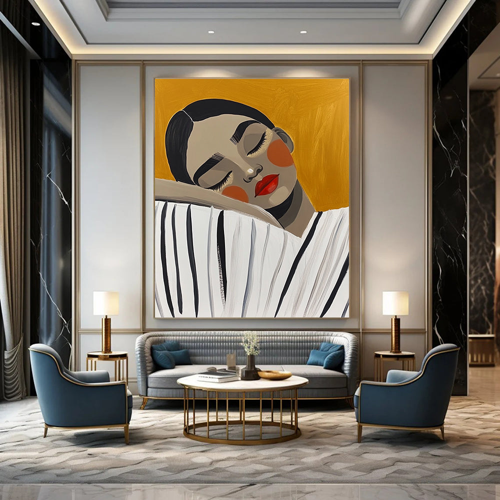 Sleeping Woman Abstract Painting for Minimalist Bedrooms GAB1023
