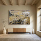 Beige and Black Abstract Painting for Minimalist Office Spaces YHT371