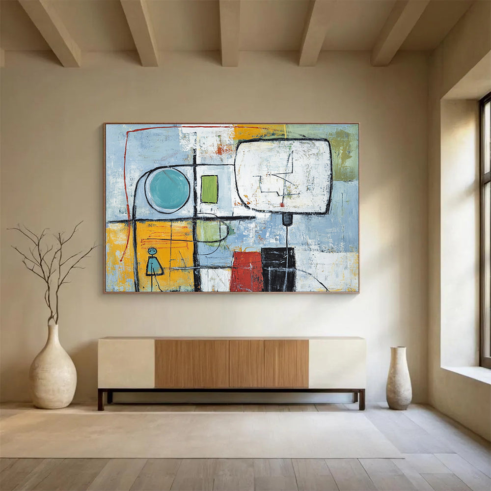 Abstract Figure and Shapes with Mixed Colors Abstract Painting ABS353