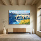 Bridge and Flowers Abstract Painting for Riverfront Restaurant Dining Areas YHT435