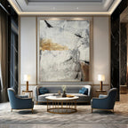 Gray and Beige Abstract Textures Painting for Industrial - Chic Spaces HENG338