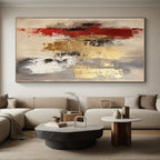 Gray Gold Red Abstract Painting with Opulent Contrasts WINK674