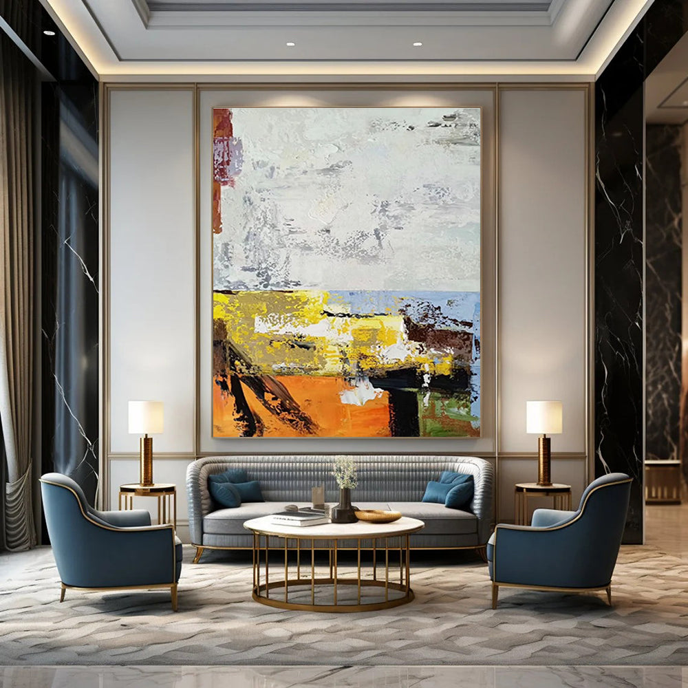 Color Block Abstract Painting for Creative Studio Workspaces HENG019