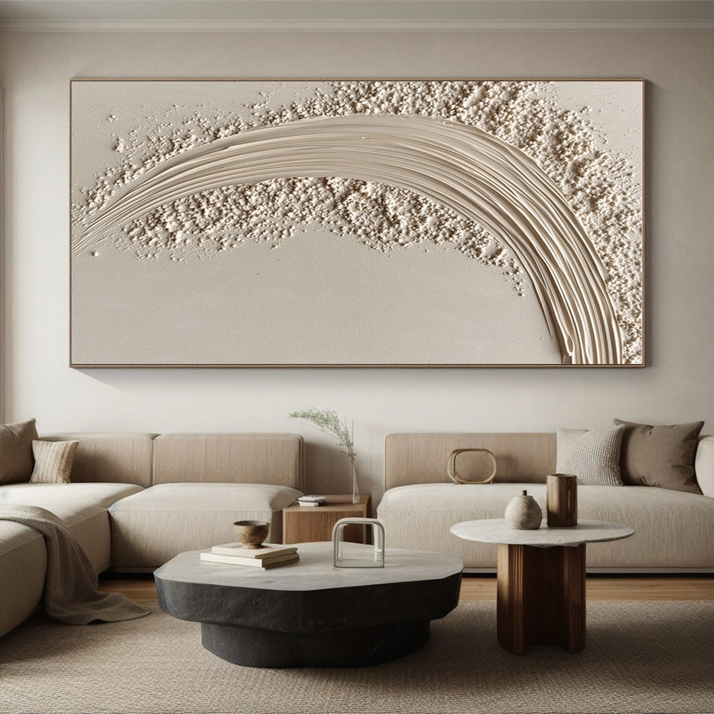 Textured Cream Abstract Painting with Gentle Simplicity WINK307