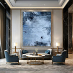Subtle Blue - Gray Abstract Textures Painting for Calm Interiors HENG251