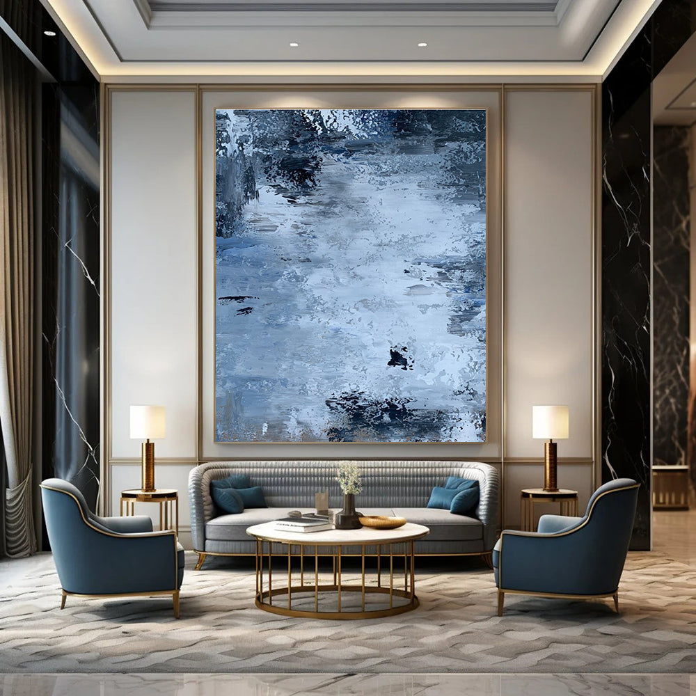 Subtle Blue - Gray Abstract Textures Painting for Calm Interiors HENG251