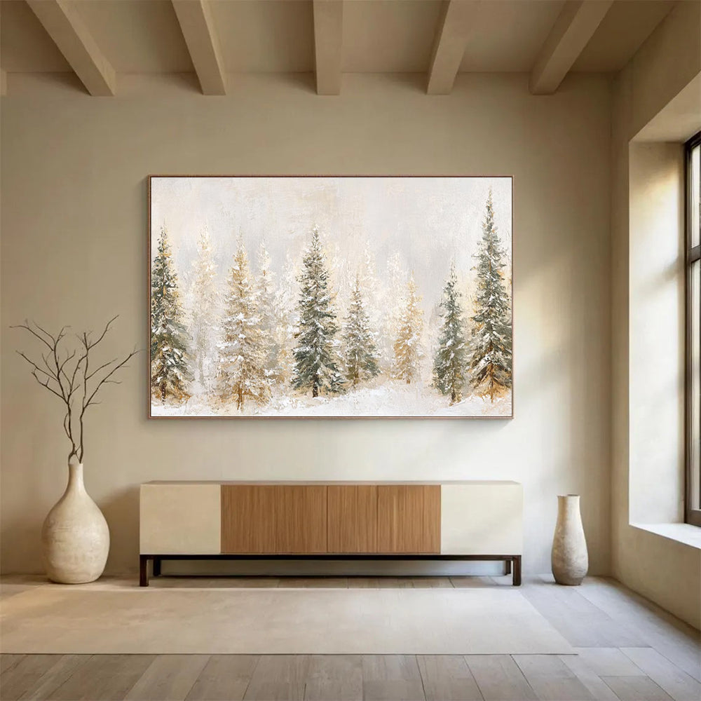 Snowy Forest Abstract Painting for Winter - Themed Spas YHT421