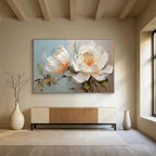 White Peony Abstract Painting for Sophisticated Bedrooms YHT174
