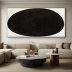 Black Concentric Circles Abstract Painting with Meditative Rhythm WINK021