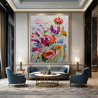 Lush Impasto Wildflowers Abstract Painting for Nature - Loving Spaces HENG265