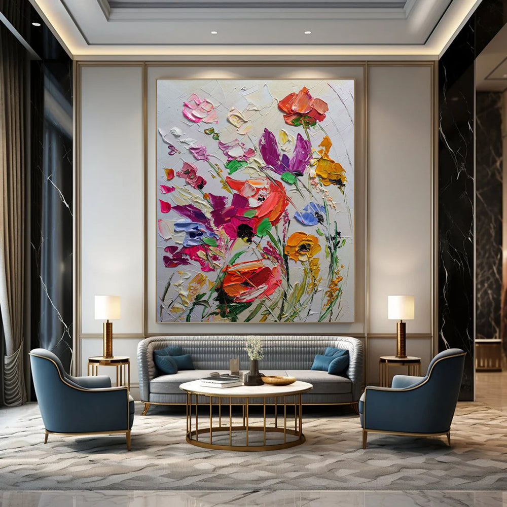 Lush Impasto Wildflowers Abstract Painting for Nature - Loving Spaces HENG265