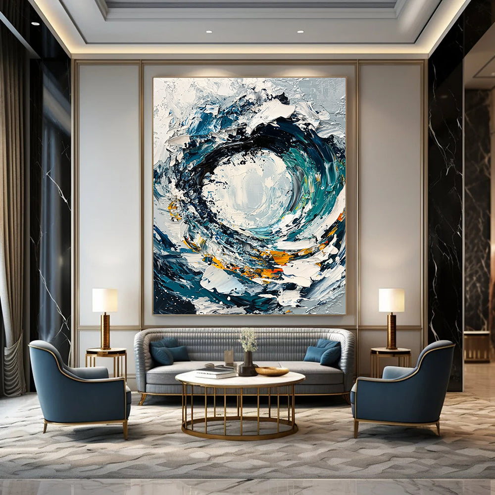 Swirling Wave Abstract Painting for Nautical Vibes GAB0733