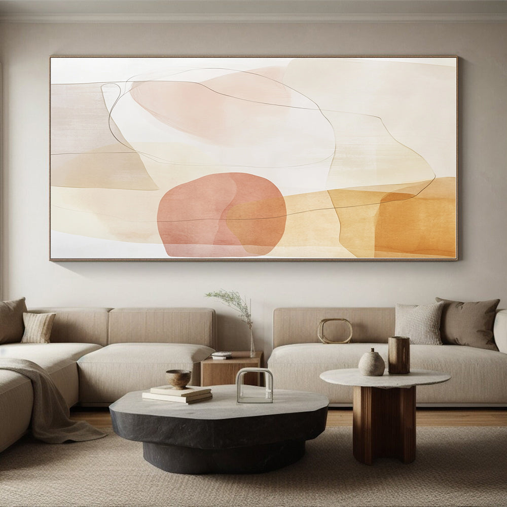 Translucent Shapes in Warm Tones Abstract Painting with Gentle Layers WINK260