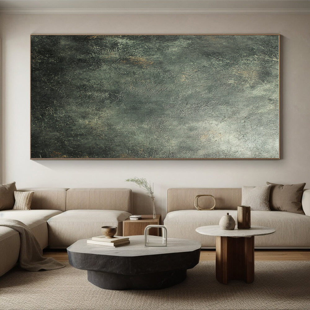 Dark Green Textured Abstract Painting with Earthy Depth WINK104