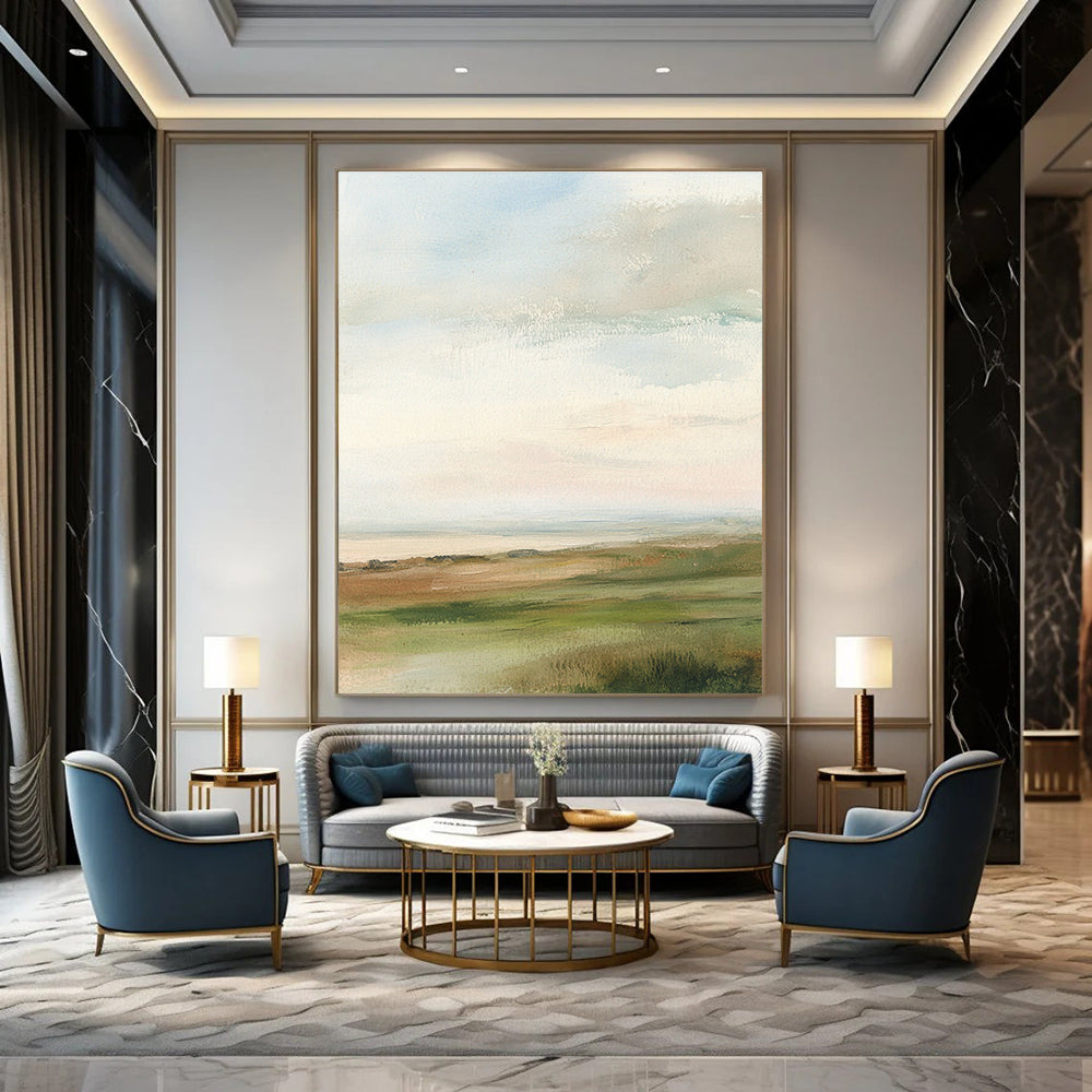 Soft Pastel Landscape Abstract Painting for Coastal - Themed Cafes GAB0982