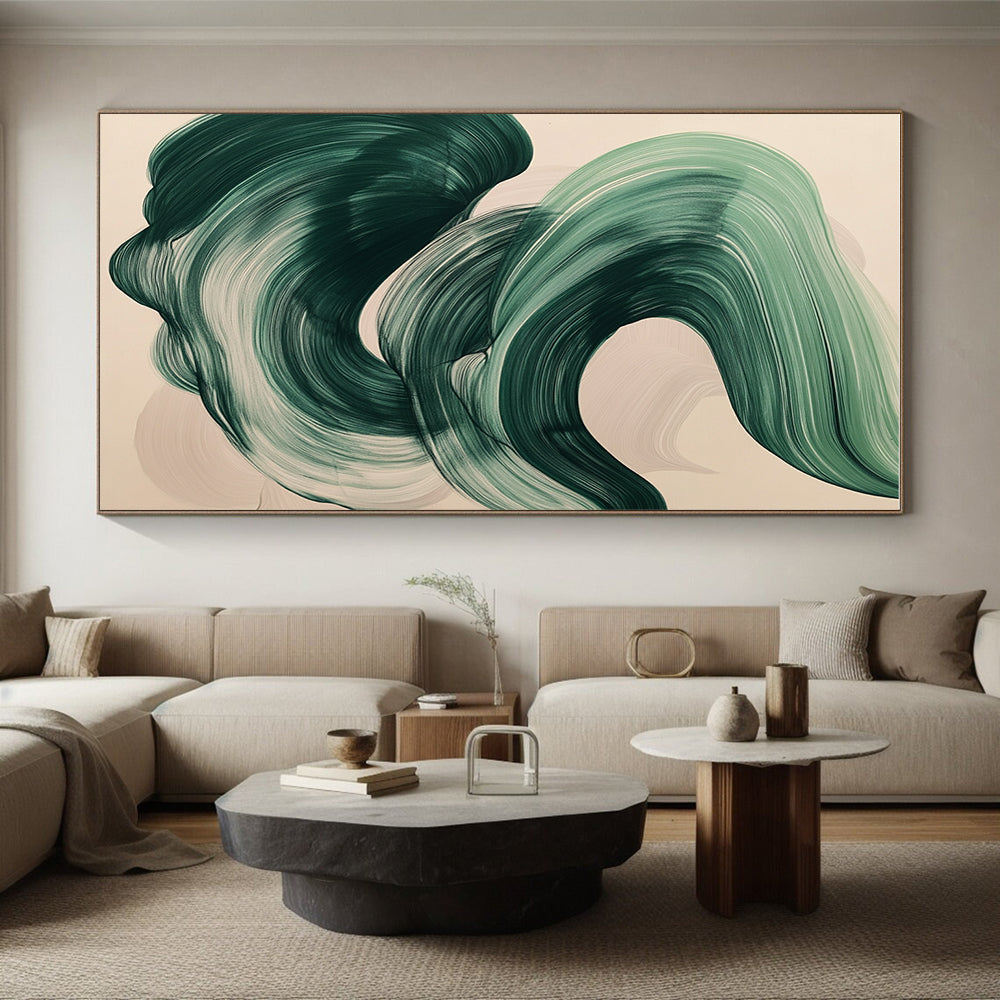Green Wave Abstract Painting with Calming Rhythm WINK788