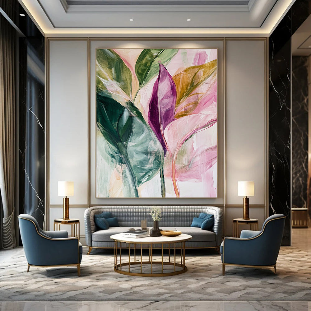 Tropical Leaf Abstract Painting for Beachfront Cafes GAB0775