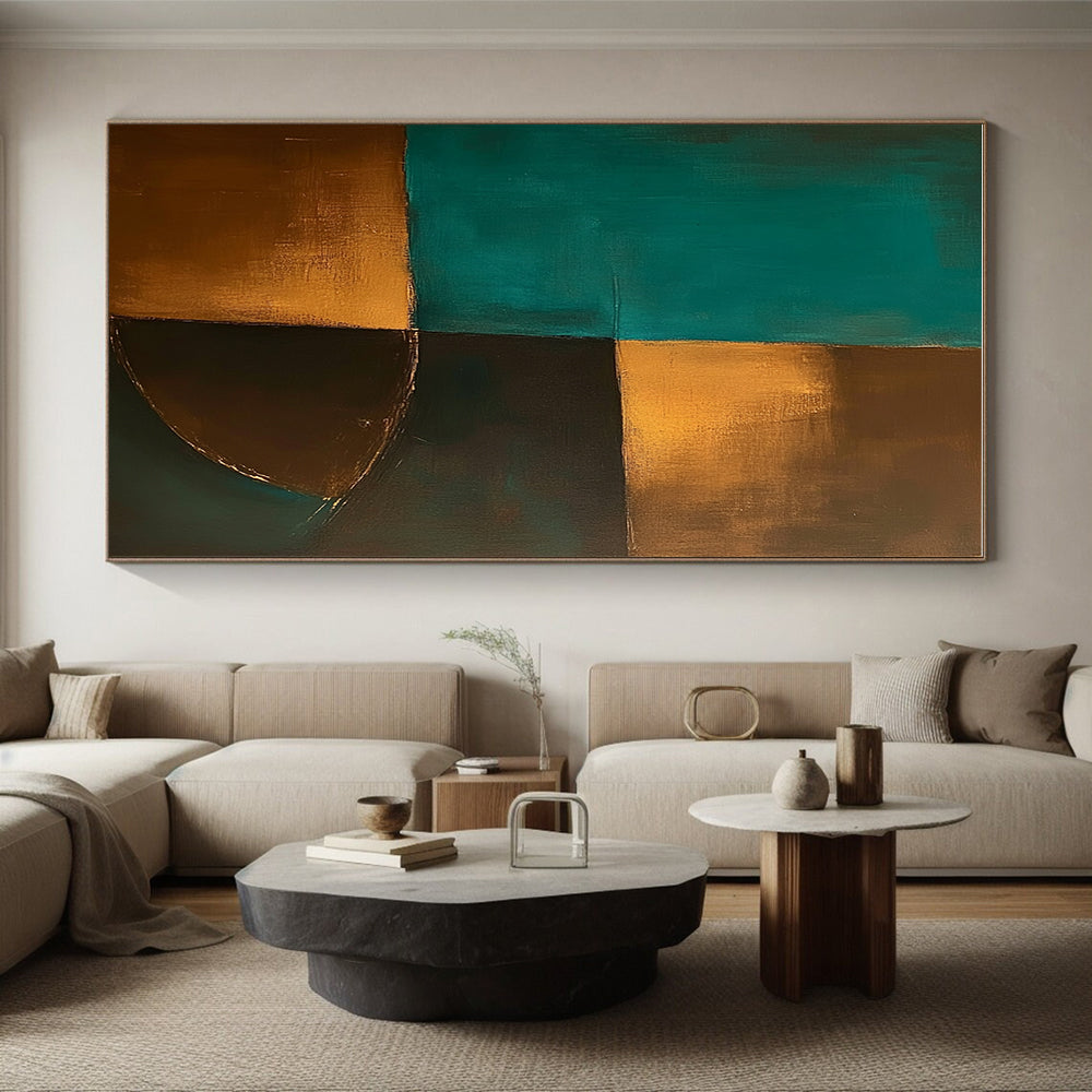 Teal Gold Geometric Abstract Painting with Luxe Simplicity WINK707