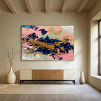 Pink - Gold - Navy Abstract Painting for Chic Bridal Salons YHT384